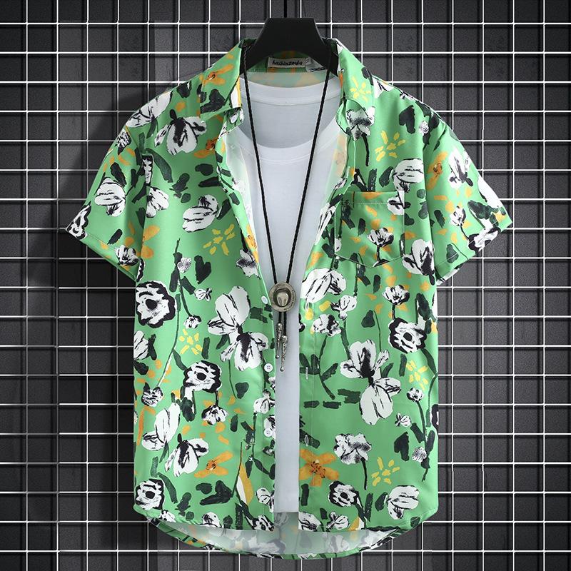 Versatile Men's Quick-Dry Shorts & Floral Shirt Set - Retro Hainan Island National Trend