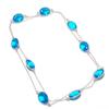 Natural Blue Topaz Gemstone Handmade 925 Sterling Silver Jewelry Necklace 36" C7t77