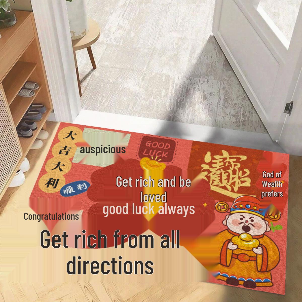 

Нескользящий красный праздничный придверный коврик - Легко чистящийся, грязесчищающий, впитывающий грязь коврик для дверных проемов 40x60 cm