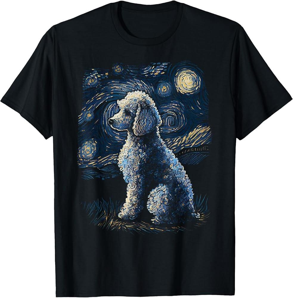 Poodle Dog Starry Night Dogs Lover Gifts Graphic TShirt Unisex T-Shirt L