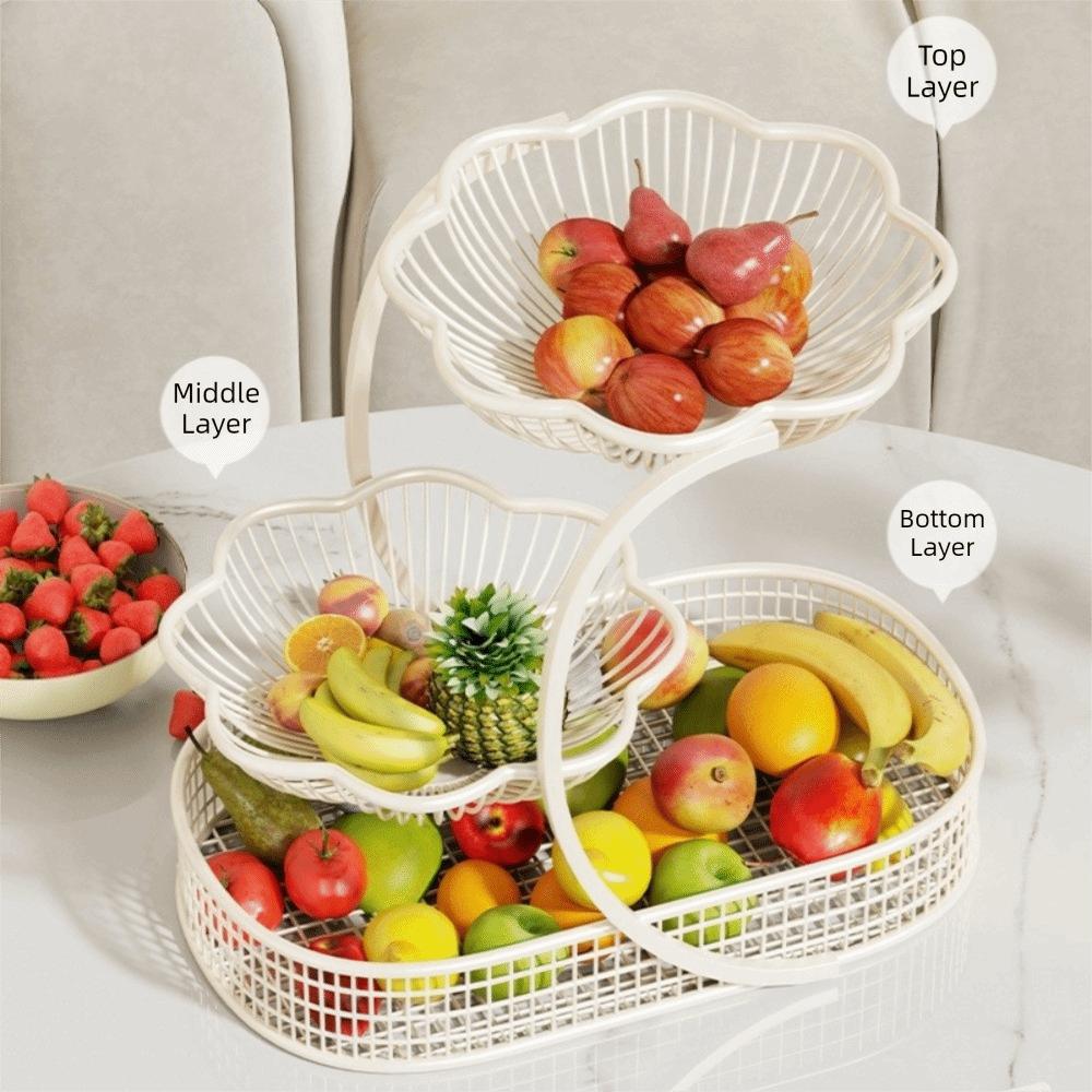 Metal Vegetable Storage Rack Large Capacity Fruit Basket Metal Storage Basket  Counter Dining Table