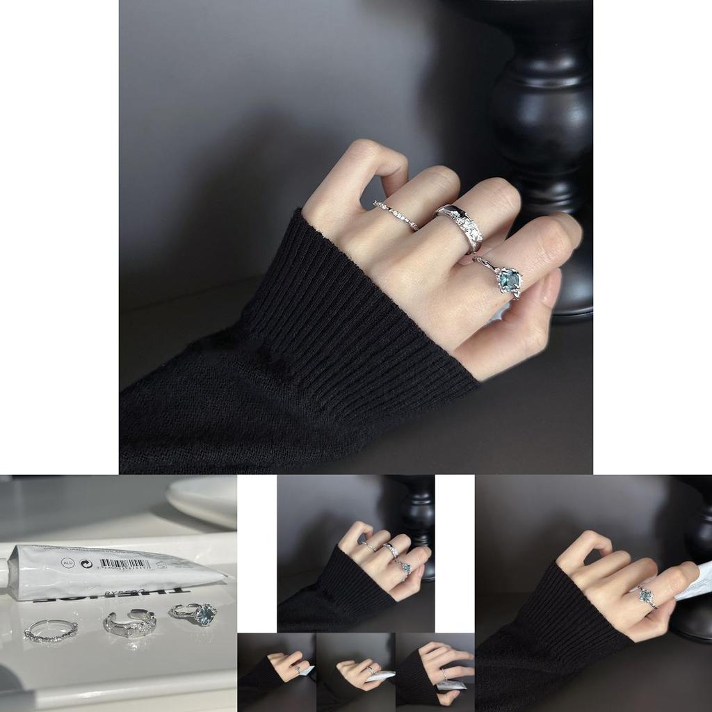 Dazzling Geometric Blue Sapphire Star And Heart Ring For Women Stylish Adjustable Design