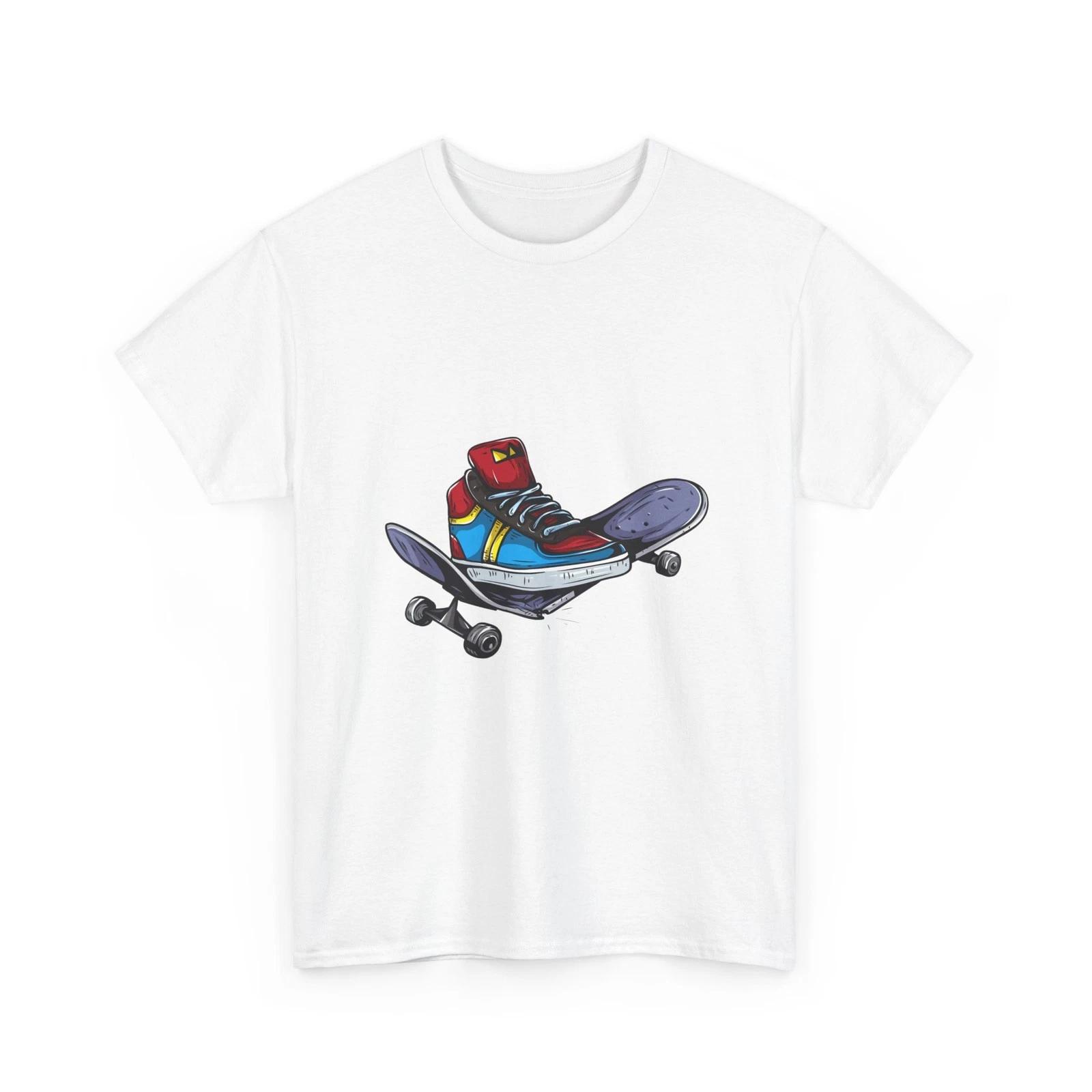 Colorful Sneaker on Skateboard T-Shirt | Skateboard Crush Illustration, Cotton 2XL