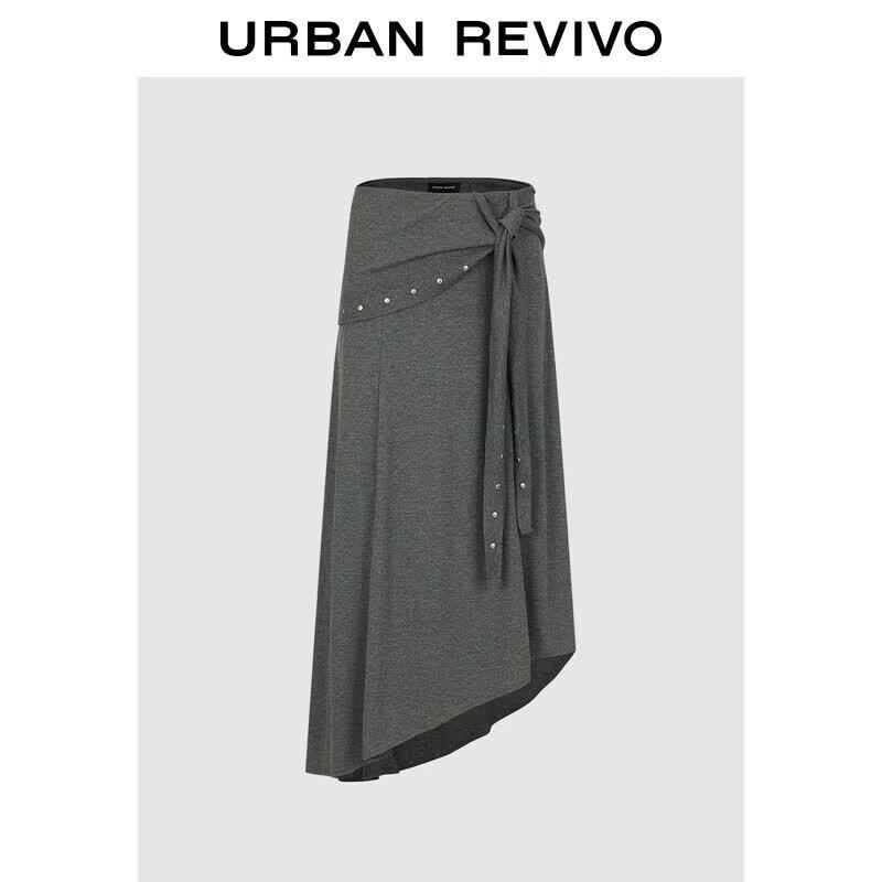 UR2026 Women s Summer Trendy Tie-Waist Irregular Hem Skirt XS