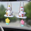 Cute Anime Car Accessory Swing Duck Pendant Auto Rearview Mirror Ornaments Birthday Gift Couple Accessories