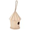 Wooden Bird House DIY Natural Wooden Round Shaped Hanging Bird Nest for Outdoor Garden