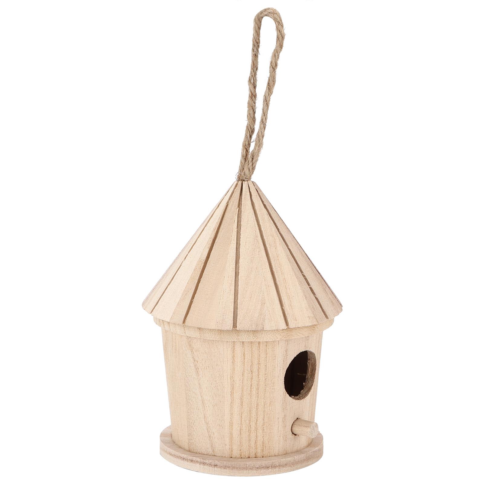 

Wooden Bird House DIY Natural Wooden Round Shaped Hanging Bird Nest for Outdoor Garden
