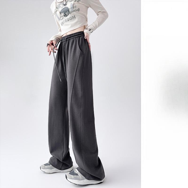 Gray Sweatpants Women's Spring and Autumn New Straight Thin Narrow Wide-leg Pants