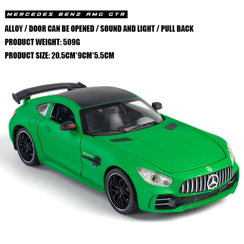 1/24 Scale Benz Gtr Sports Alloy Car Model Metal Children Diecast Toy Car Modification Simulation Sound & Light Gift for Boy