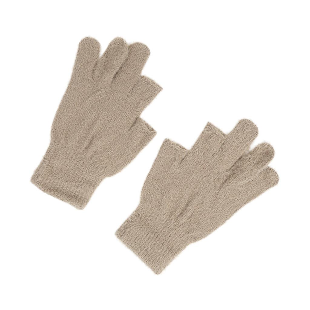 Winter Fingerless Gloves Mink Fur Knitted Gloves Sliding Screen Outdoors Cycling Solid Color Warmer Cold-proof Mittens for Men Women