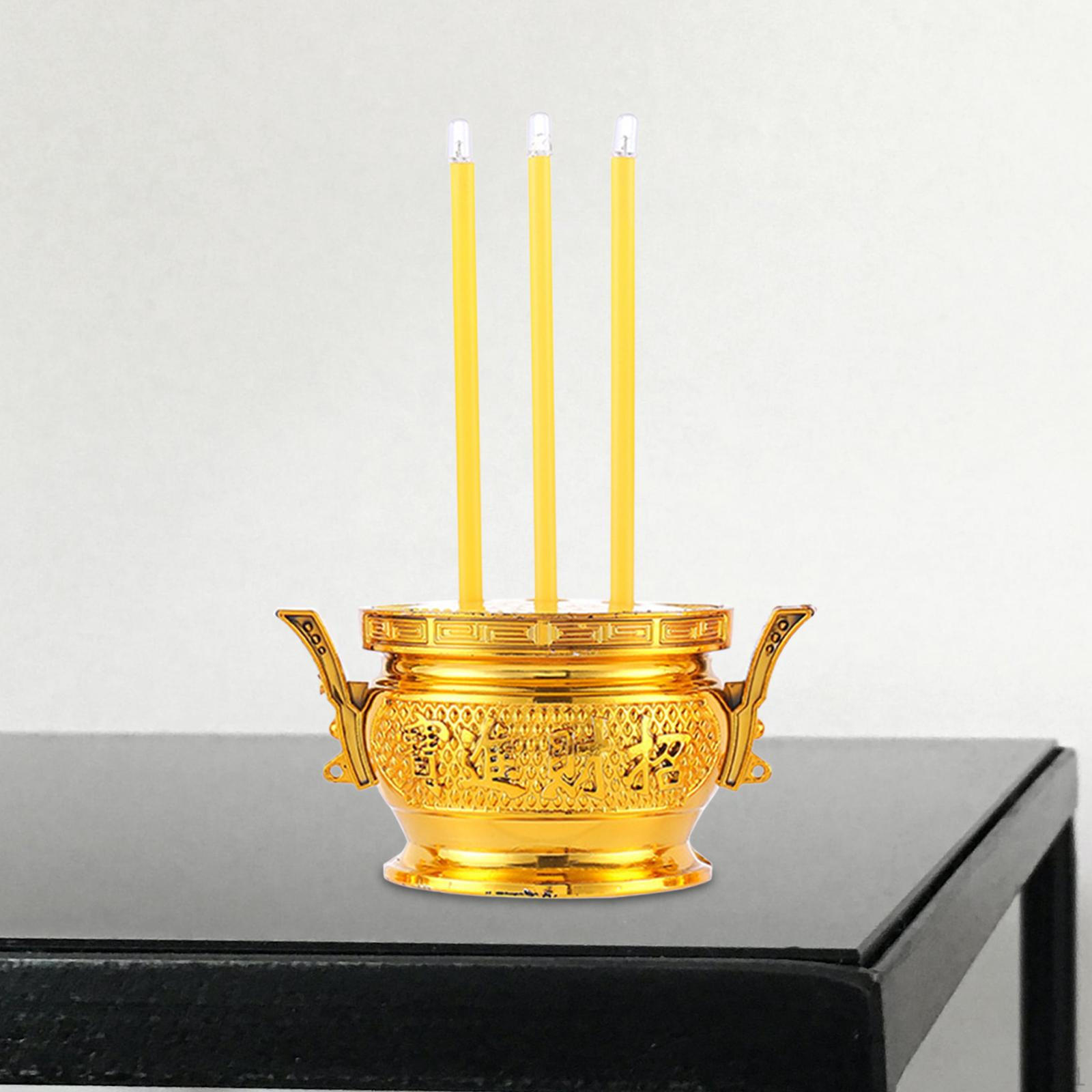 Electronic Incense Burner LED Candle Lamp Censer Antique Craft Treasure Bowl