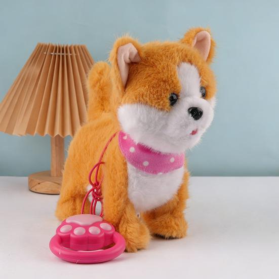 Interactive Walking Plush Puppy Toy with Touch Sensing Tongue Licking Motion Lifelike Sounds Electric Dog Plushie with Leash Simulation Stuffed Toy