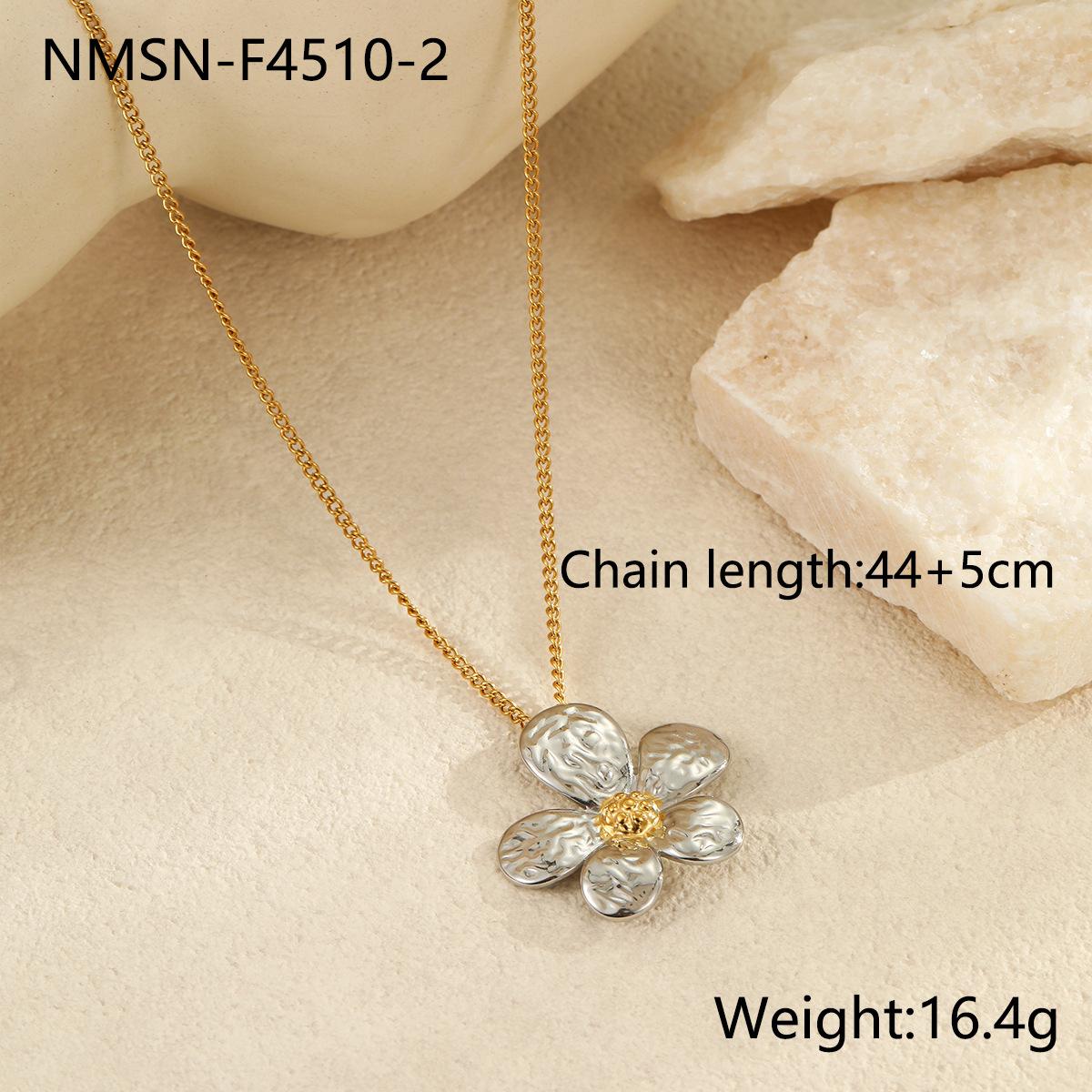 GEMCHIC Women s Fashion Two-Tone Flower Pendant Necklace Stainless Steel Gold Plated Choker Jewelry 18K