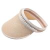Korean Pearl Embellished Sun Visor for Women Solid Color Sunscreen Hat