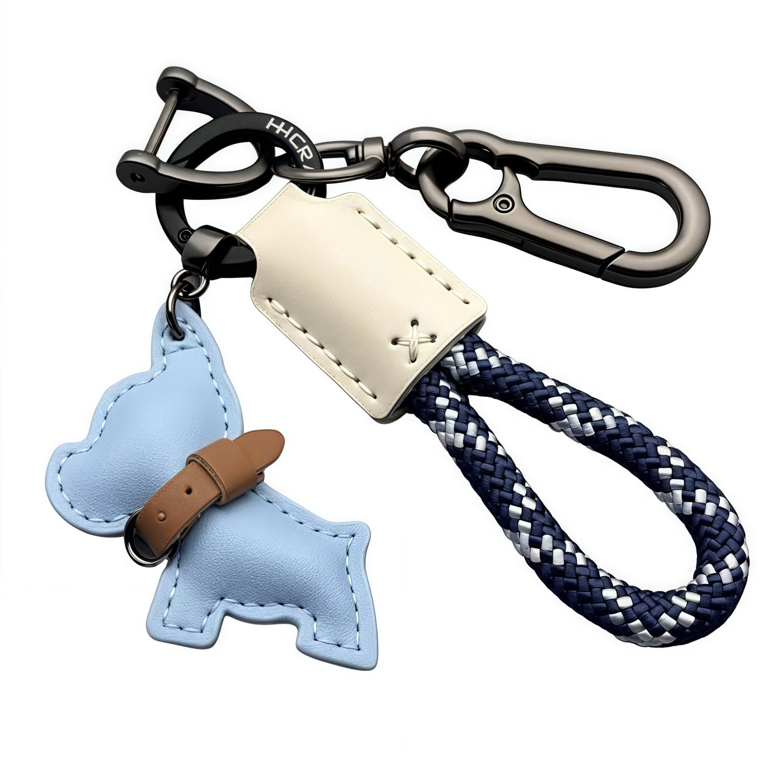 [Qianheng] Keychain, Car, Carabiner, Braided Leather, Bicycle, Keychain, Stylish Bike синий