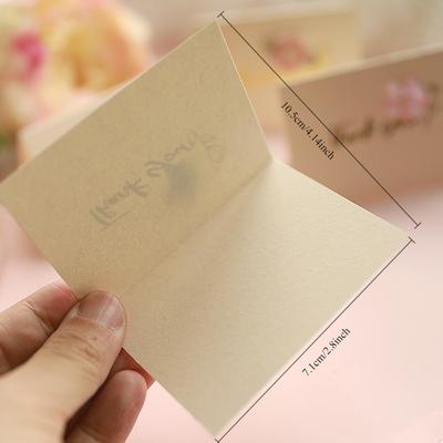 4pcs Pink Romantic Flower Hot Stamping Greeting Card, Special Paper Flower Handmade Holiday Universal Card