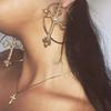 Metal Cross Earrings Bling Crystal Fashion Earring Korean Hoop Earrings  for Women