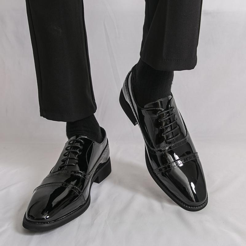 Men Oxfords Dress Brogues Derbys Brown Formal Business Black Patent Leather Shoes Tuxedo Wedding Shoes Over Sized