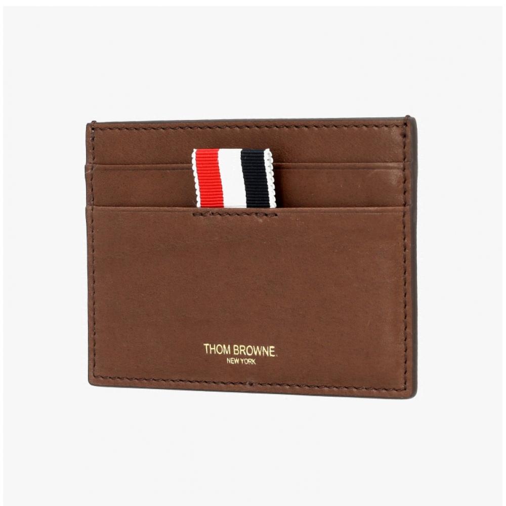 Thom Browne Soft Calf Leather Three Stripe Card Wallet Maw020l L0117