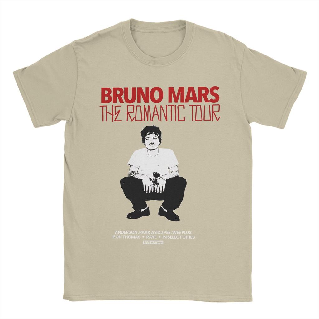 Bruno Mars The Romantic Tour TShirt Unisex  Vintage Pure Cotton Tees Round Neck Short Sleeve T Shirts Plus Size Tops