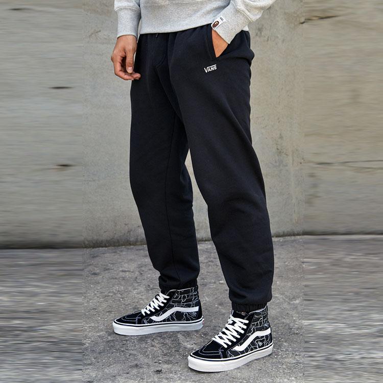 Vans Fleece Lined Thick Knit Cuffed Sweatpants Men Bottoms Black VN0A3HKNBLK