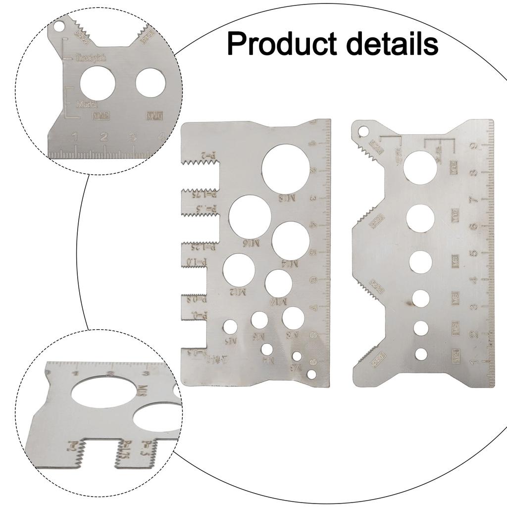 2 PCS Screw Thread Pitch Gauge Ruler Measuring Bolt Nut Metric Stainless Steel Caliper Metric Gauge Tool