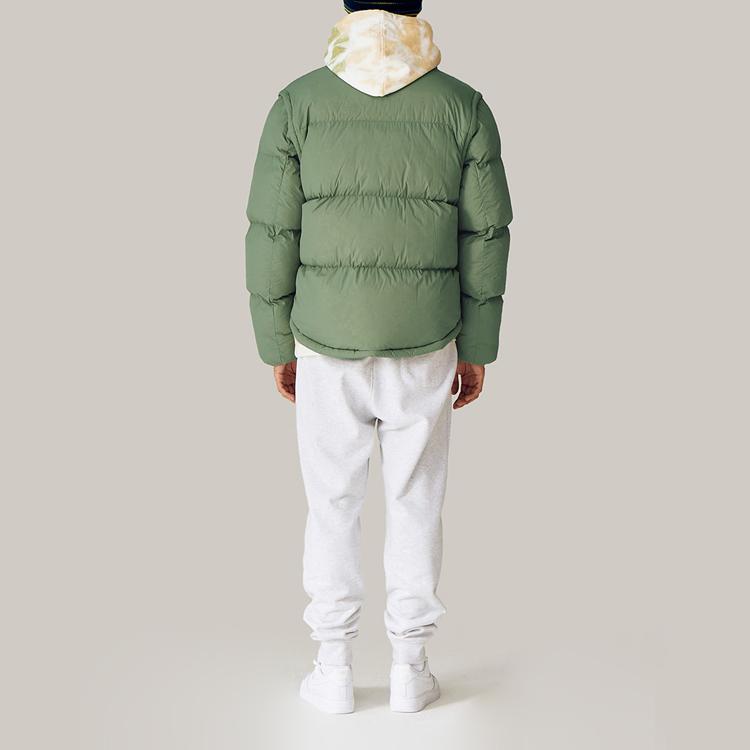 New Era Stand Collar Detachable Sleeve Multi-Pocket Zipper Solid Color Cotton Jacket Winter Men jackets Green 12866430