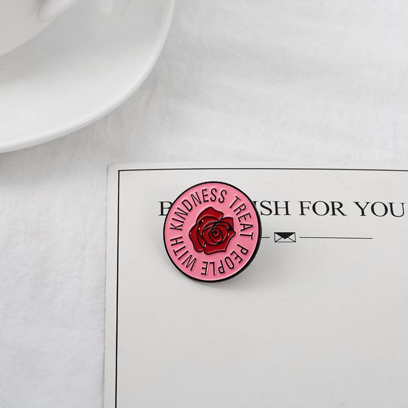 Cartoon Creative Alloy Brooch With Simple Letter Design And Beautiful Rose Pin