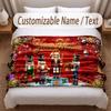 Christmas Theme Soft Blanket Personalized Custom Name Text Print Warm Blanket Home Sofa Bedroom Decor