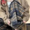 Women's High-Waist Fleece-Lined Plaid Wide-Leg Pants