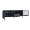 Dalby table TV 2 portes en verre, 1 tiroir, 1 tablette noir.