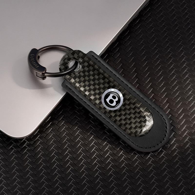 Carbon Fibre Pattern Car Keychain Keyring Key Chain Holder Pendants For New Bentley Flying Spur Continental GT Bentayga Mulsanne