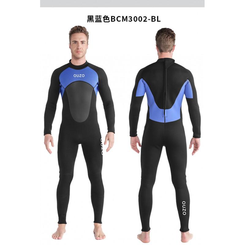 3mm Full Body Wetsuit Men Women - Long Sleeve Thermal Dive Suit Snorkeling Surfing Swimming In Cold Water