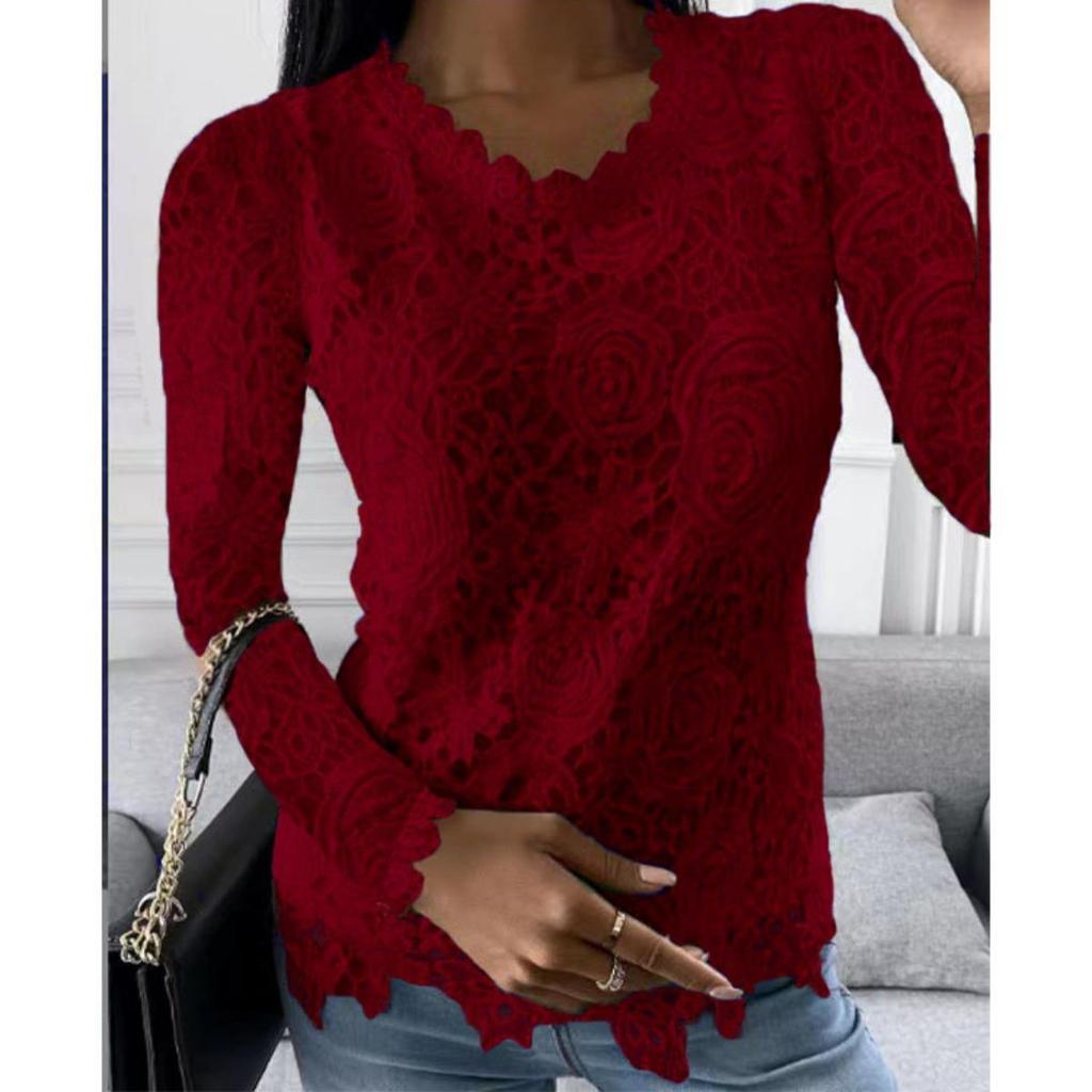 New Women's Long Sleeve Lace Top, Hot Popular Item for Fall Winter in America and Europe