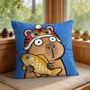 Cute Kicapara Cartoon Cushion Cover Silky Short Plush Invisible Zipper Dustproof Sofa Pillow Case For Home Decor