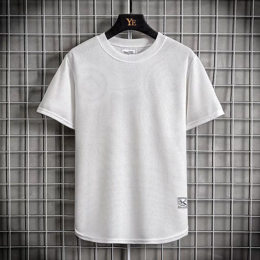 

Футболка мужская свободного кроя Ice Silk Heavy Waffle с коротким рукавом - Круглый вырез, однотонная 2XL