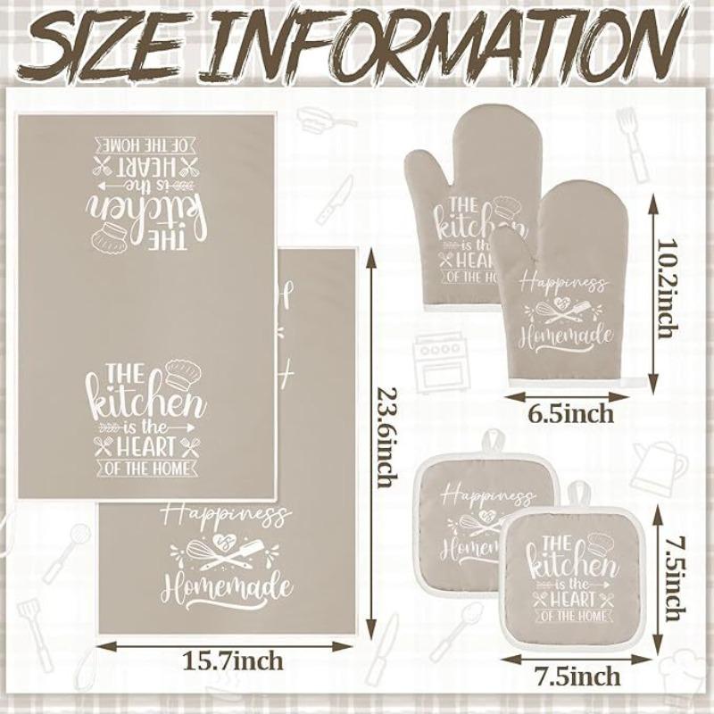 Cotton Thickened Oven Insulated Gloves Insulated Placemat Thickened Absorbent Kitchen Towel Kitchen Baking Set