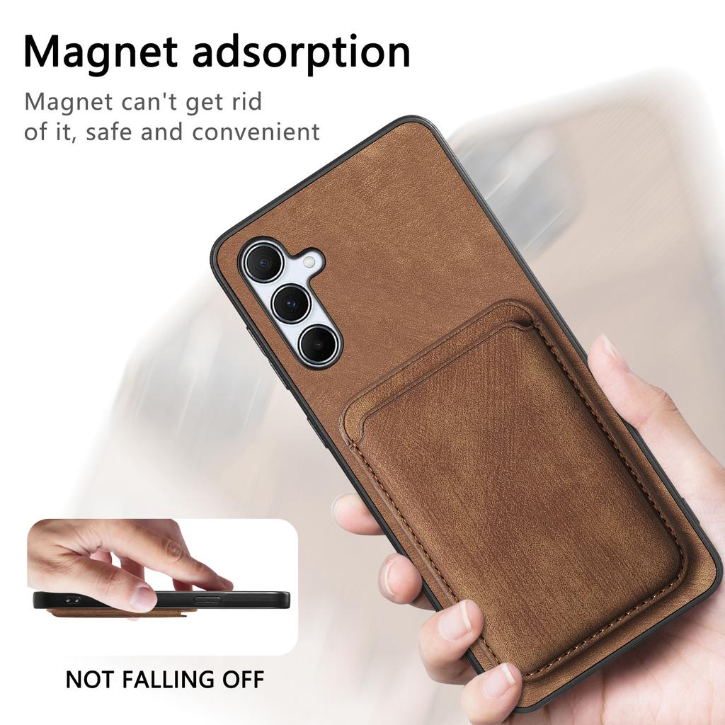 For Samsung Galaxy A55 5G Magnetic Case Leather Back Cover with Detachable Card Holder