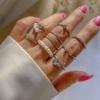 8pcs/set Gold Star Leaf Pearl Rings Personalized Fashionable Rings Set Alloy Rings Women Jewelry Accessories