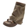2025 Summer Women's Platform Ankle Boots Retro Thong Sandals with Side Zip Pull-On Design for Casual Outdoor & Daily Fashion