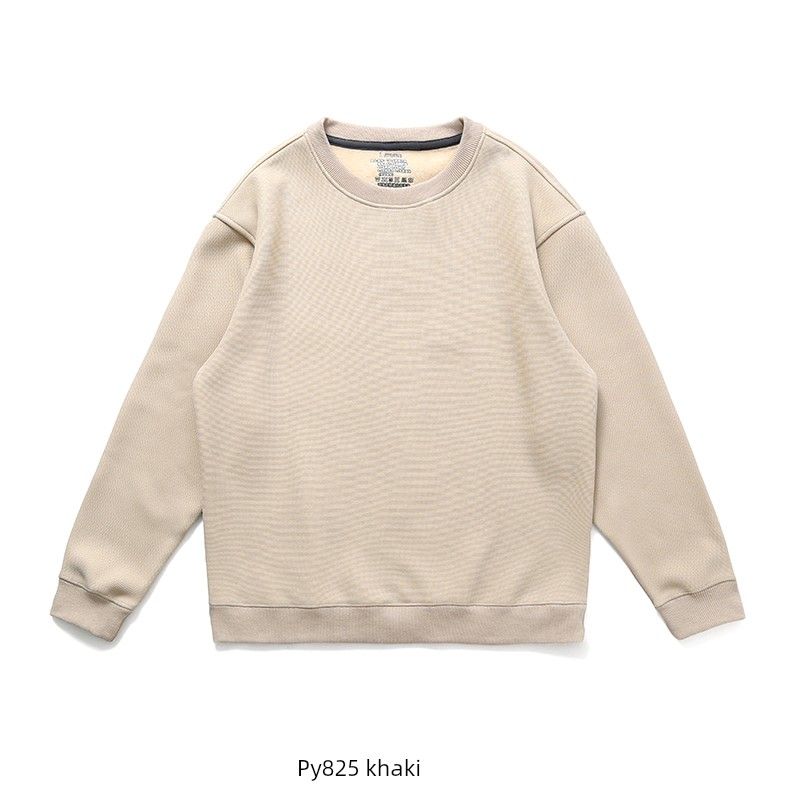 Sheep Wool Mulberry Silk round Neck Sweatshirt Men 2024 New Autumn/Winter Fleece-lined Thickened Export Men Casual Jacket
