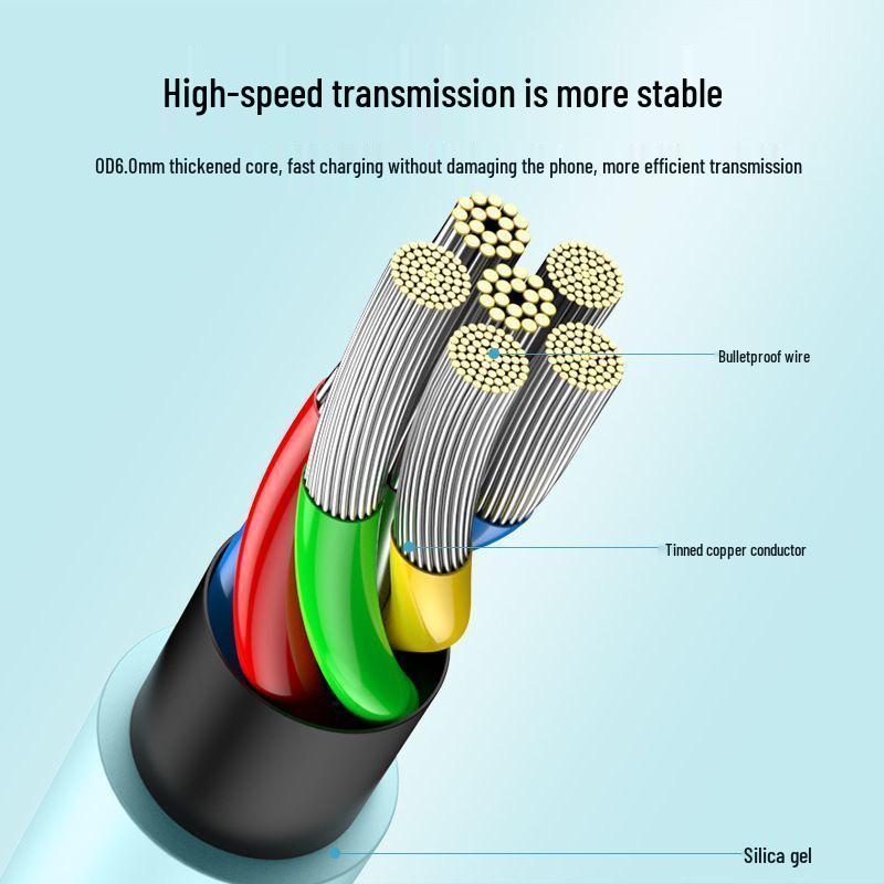 Elbow 180° Rotating Mobile Data Cable for Huawei/Apple/Android - 6A Fast Charging