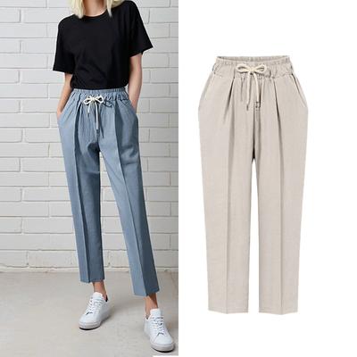 Nine-point Casual Pants Women's Autumn High-waisted Straight-leg Loose and Thin Pants