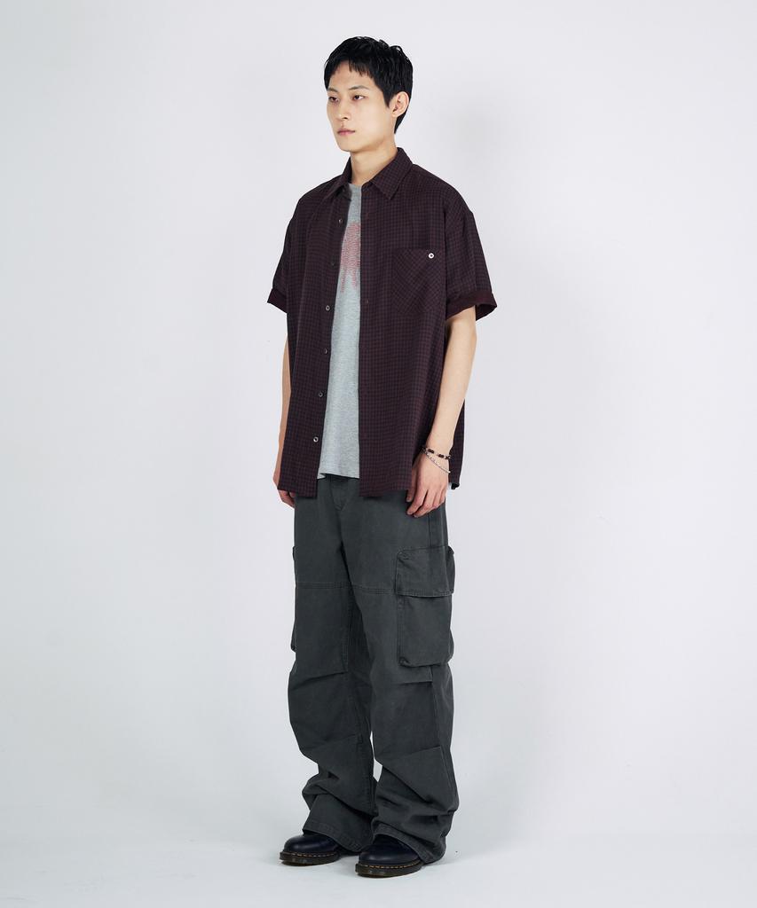 SLOWACID Gingham Check Short Sleeve Shirt [Red]