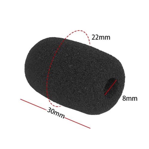 LeTradeJP Mini Microphone Sponge, Set of 10, for Intercoms, Microphone Covers, Loudspeakers, Noise Reduction, Black (30mm x 22mm, Inner Diameter 8mm)