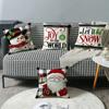 New Christmas Black and White Plaid Letter Print Linen Pillow Home Cushion Pillow Case