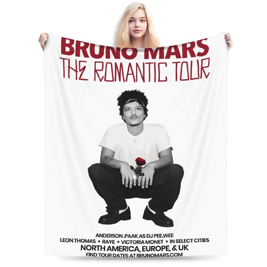 Coperta Throw Bruno Mars The Romantic Tour 2026 per Divano Morbida Coperta Peluche 50x60 Pollici Copriletti Multitaglia per Tutte le Stagioni