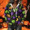 Women's Casual Long Sleeve Halloween Printed Hoodie Pullover with Top