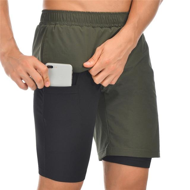 Men Running Shorts Jogging Gym Fitness Training Quick Dry 2 In 1 Beach Short Pants Male Summer Sports Workout Bottoms Clothing