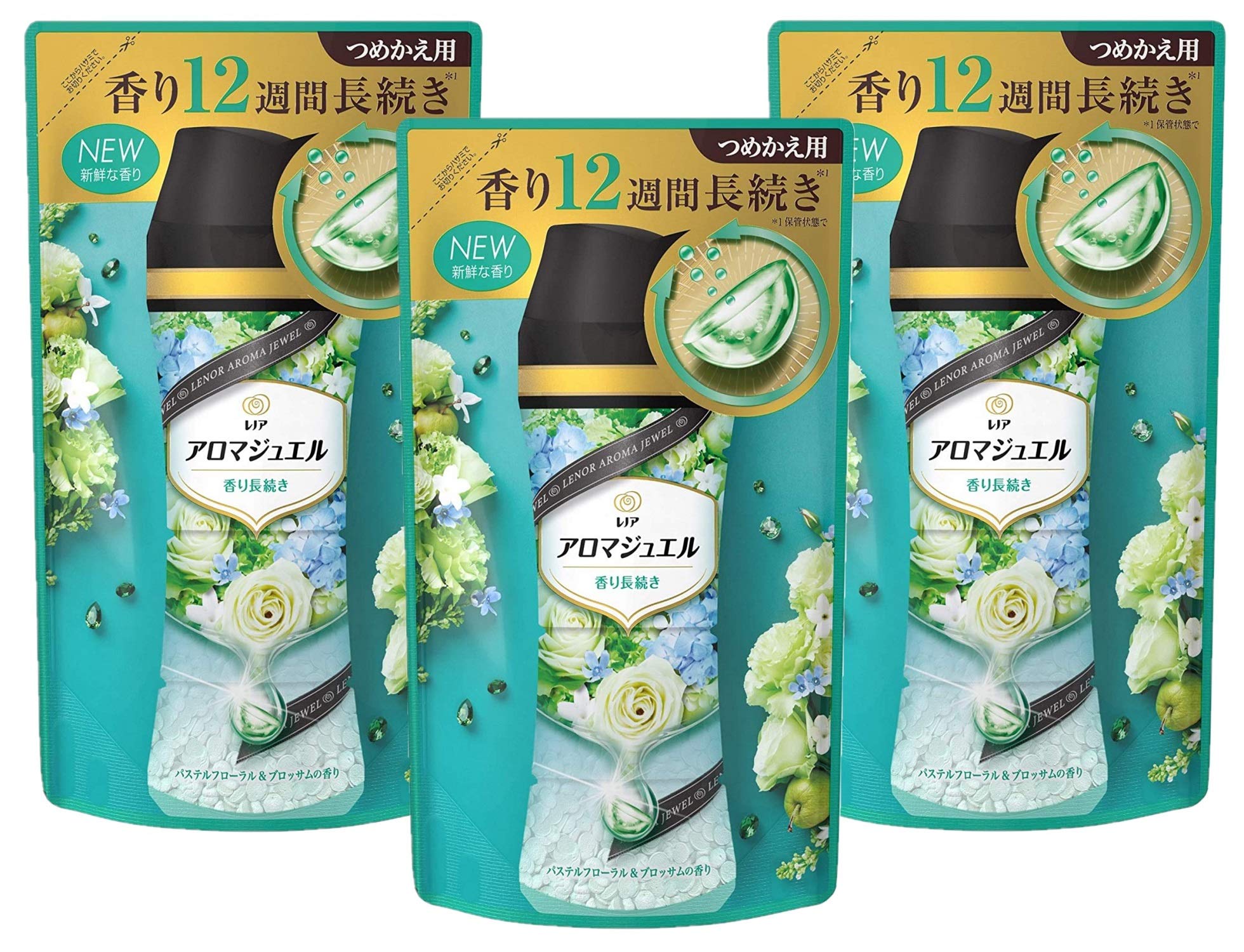 

Lenor Happiness Aroma Jewel Beads for Clothing Pastel Floral 415mL x 3 [Bulk Purchase] Scenting, & Blossom, Refill,